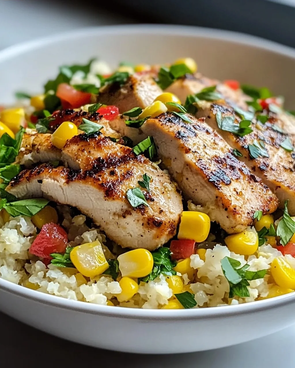 Schnelle Low Carb Chicken Blumenkohlreis Bowl – Gesund genießen!