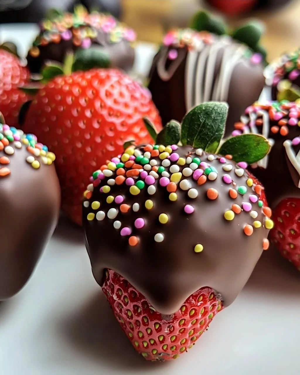 Schokoladenüberzogene Erdbeeren für den perfekten Genuss