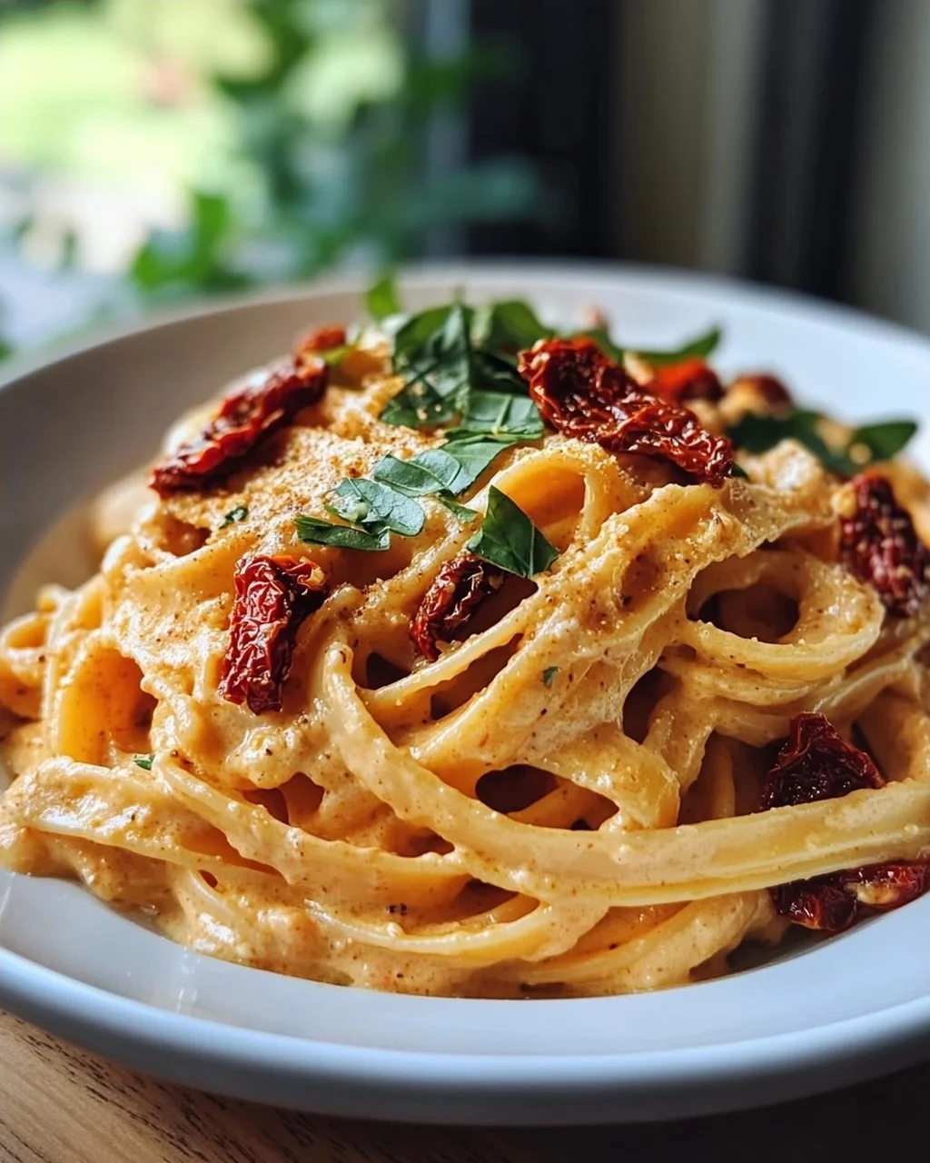 Sonnige Vegane Pasta: Cremig mit Getrockneten Tomaten