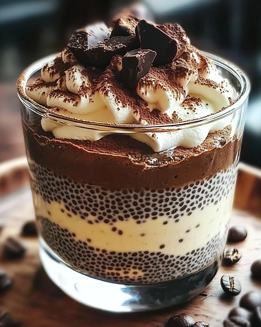 Tiramisu Chia Pudding für ein gesundes Dessert