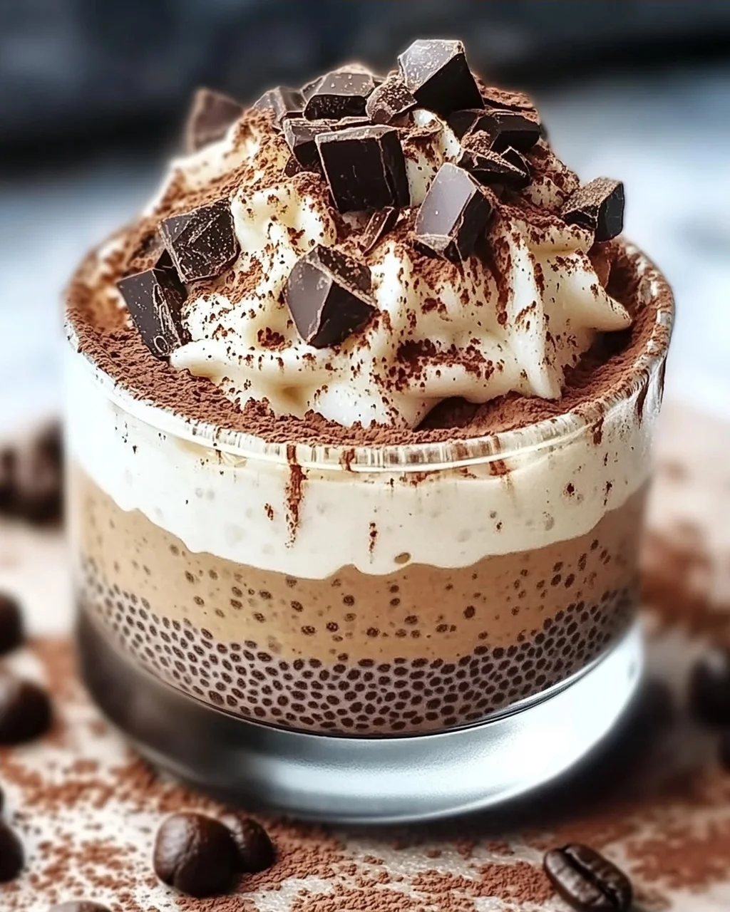 Tiramisu Chia Pudding für ein gesundes Dessert