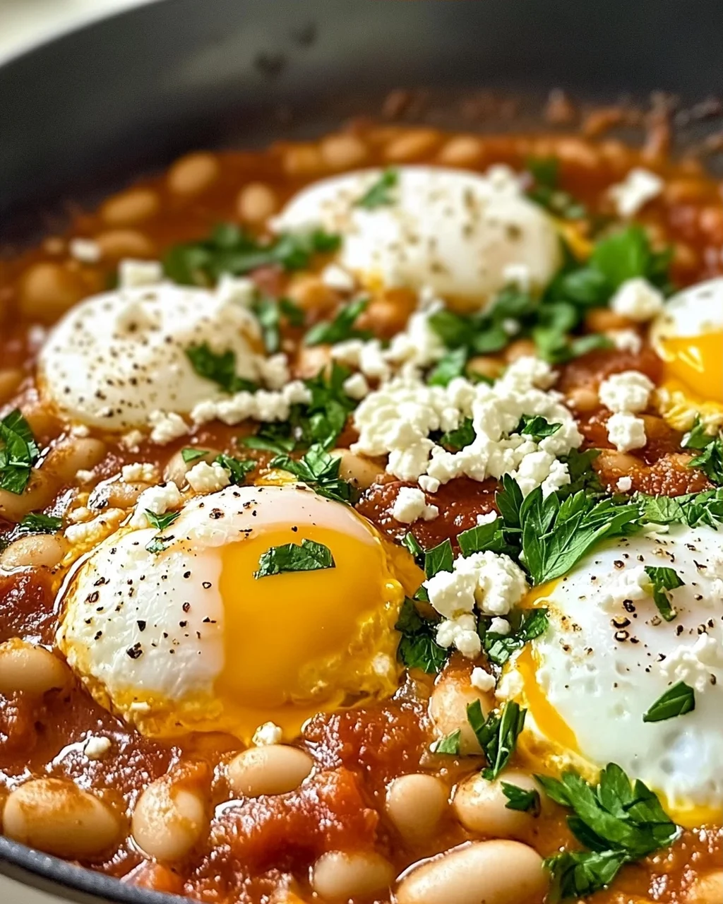 Weiße Bohnen Shakshuka mit Feta für jeden Tag