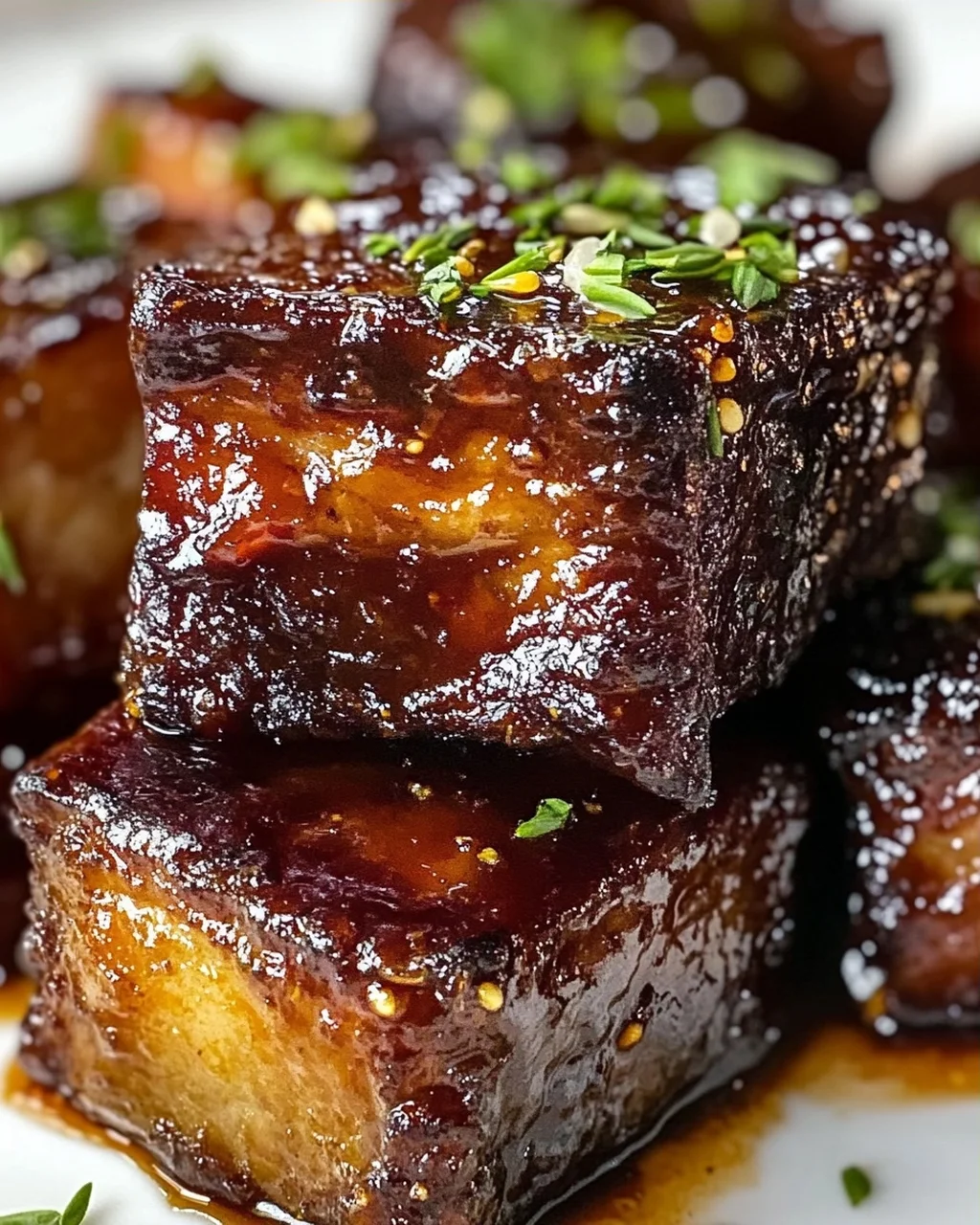 Whiskey-Extrakt glasierte Rindershort Ribs Blechbraten Rezept