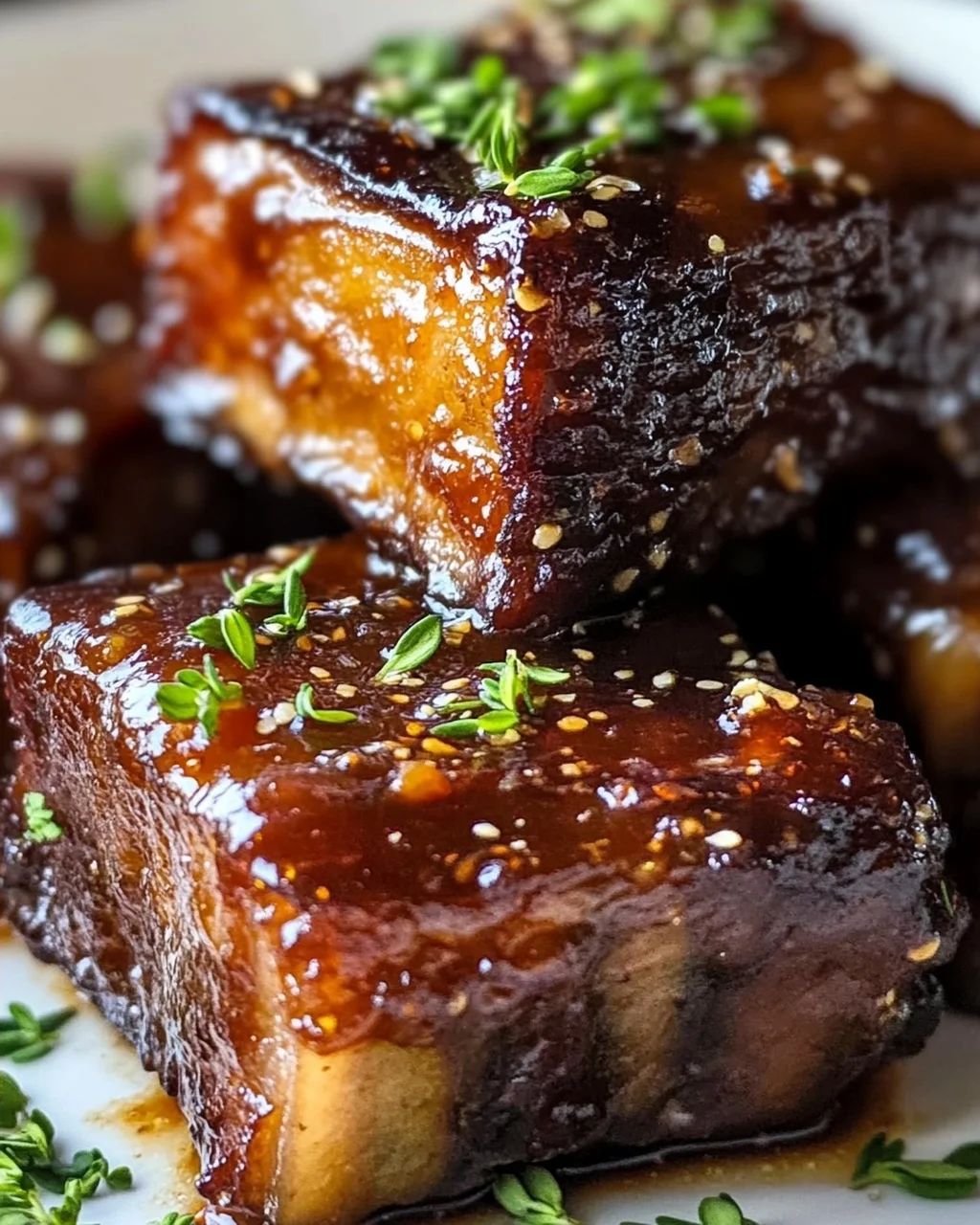 Whiskey-Extrakt glasierte Rindershort Ribs Blechbraten Rezept