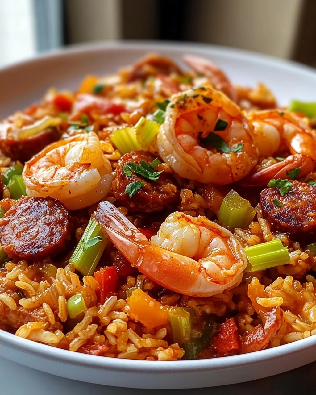 Würzige Jambalaya mit Garnelen & herzhafter Wurst jetzt kochen!
