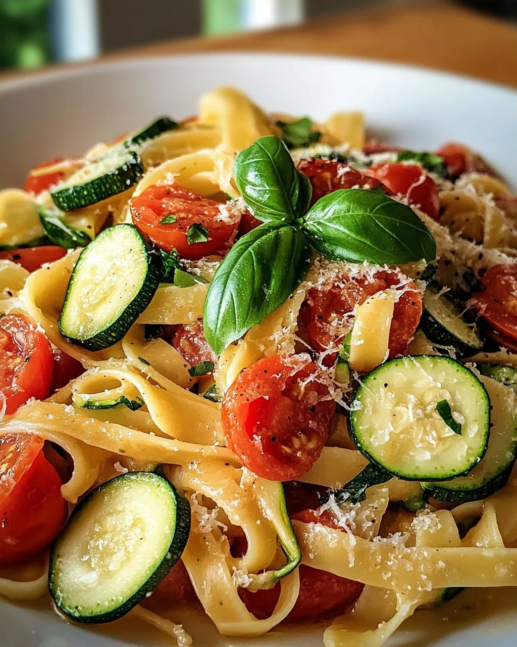 Zucchini und Tomaten: Schnelles Pfannenpasta-Rezept genießen!